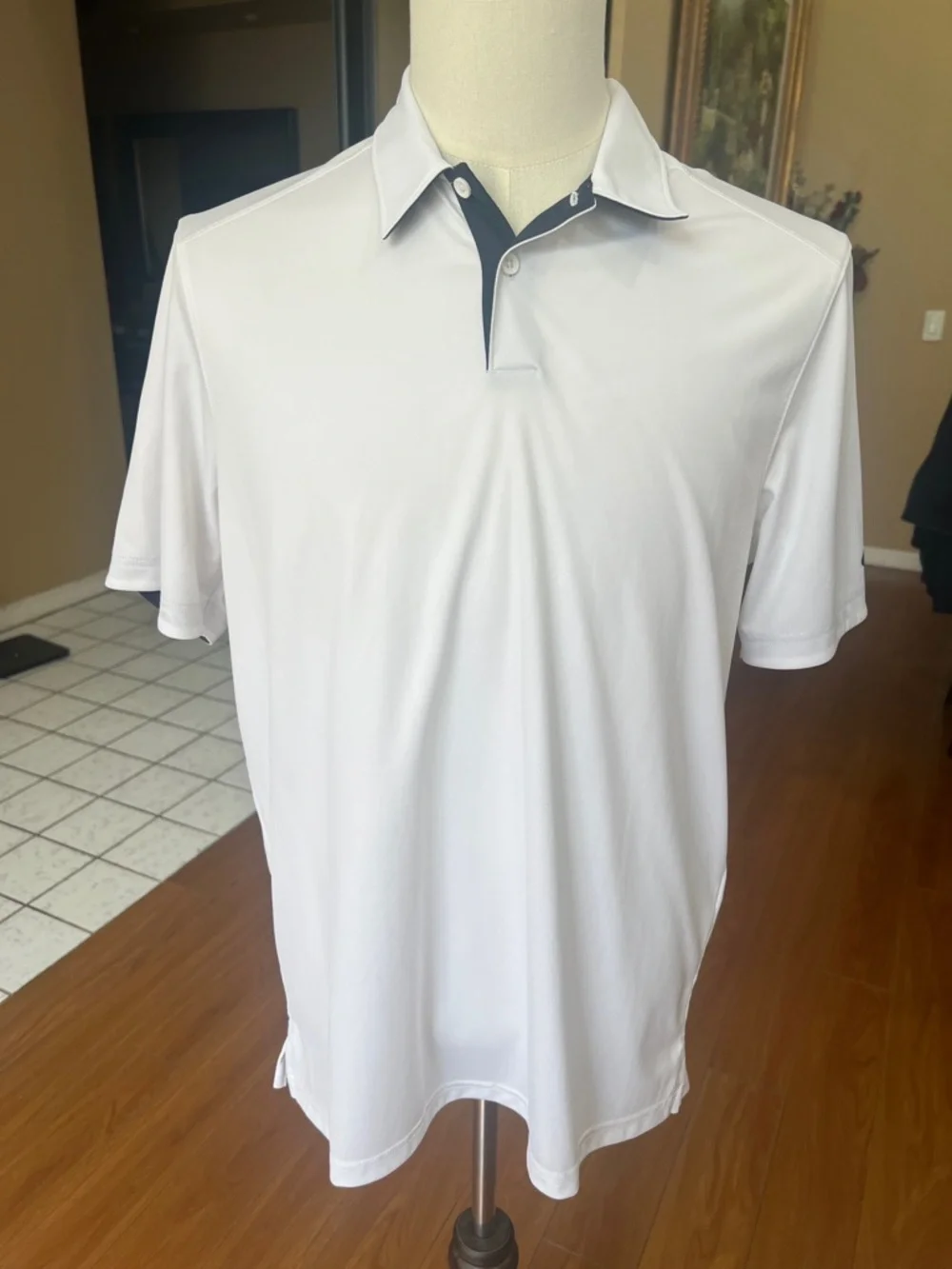 Oakley White Polo with Navy Trim - Picture 2 of 5